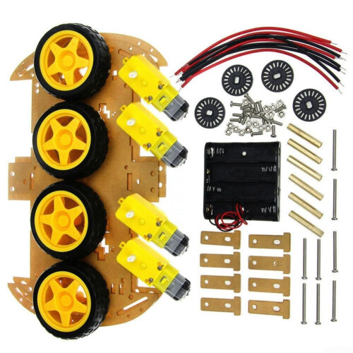 DIY 4WD Robot Car Chassis Platform with Speed Sensor, Expandable Design