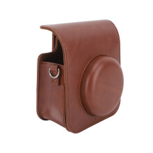 Sac en cuir PU style rétro pour Instax Mini 12 avec bandoulière & protection complète