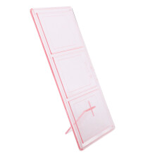 Triple 3-Photo Frame Pink Clear PC 3in 4x3 with Stand for Photos and Decor