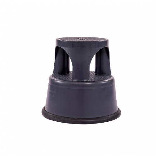 Oypla Oypla Heavy Duty Grey Plastic Rolling Kick Step Stool Non Slip 1