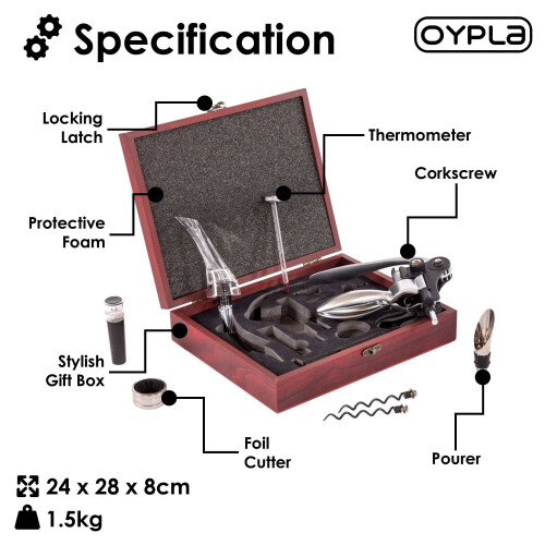 Oypla Oypla 9pc Wine Opener Accessory Gift Set with Rabbit Corkscrew 2