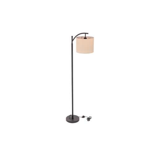 Oypla Oypla Black Floor Standing Lamp Reading Light with Linen Fabric Lampshade 1