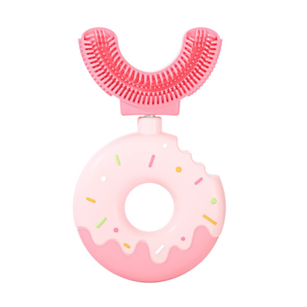 Pink Ushaped Children's Toothbrush, 712 Years, Silicone Brush Head, Soft, 360 Cleaning,