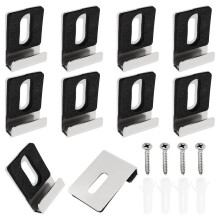 Mirror Hanging Kit, Heavy Duty Wall Mounting Hardware, 10Piece Mirror Clips, Single Hole, Secure Mount, Silver