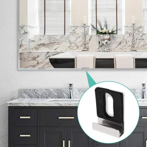 Mirror Hanging Kit, Heavy Duty Wall Mounting Hardware, 10Piece Mirror Clips, Single Hole, Secure Mount, Silver 1