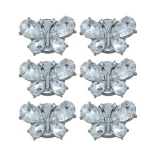 6Pcs Rhinestones Button Clips Shirt-Butterfly shape 25MM