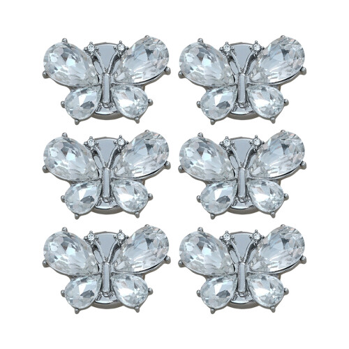 6Pcs Rhinestones Button Clips Shirt-Butterfly shape 25MM
