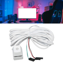 Interruttore di alimentazione meccanico bianco per PC con retroilluminazione blu, cavo da 6,6 piedi