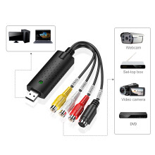 Black USB Video Collection Card for NTSC/PAL Support Windows/Linux