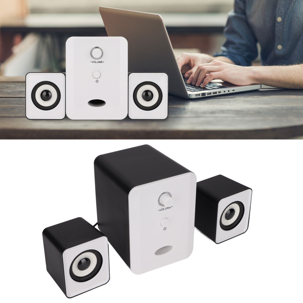 Usb Desktop Speakers With Subwoofer, 2.1 Channel, & Black/White 7901376367656