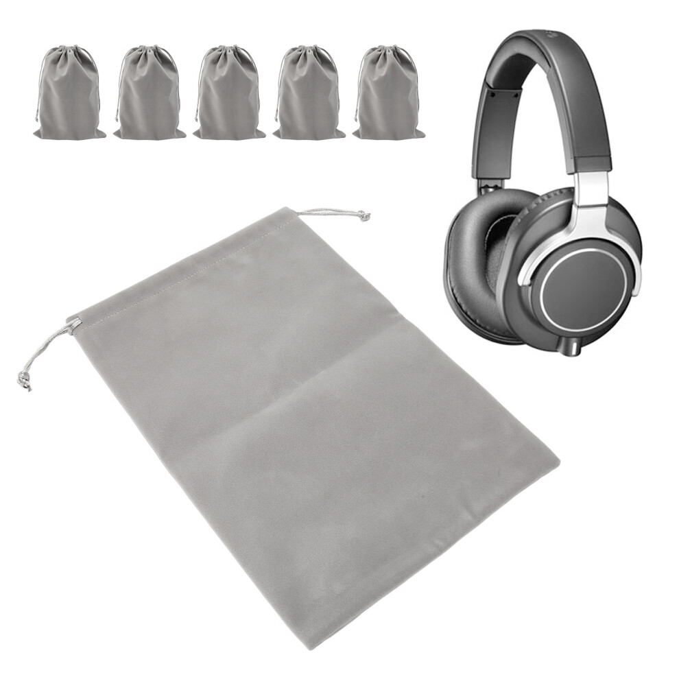 Set Of 5 Portable Headphone Bags 20X30cm Drawstring Large Capacity Pouches 8251369191652