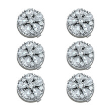 6Pcs Rhinestones Cufflinks Covers Decorative Shirt-Flowers 15MM