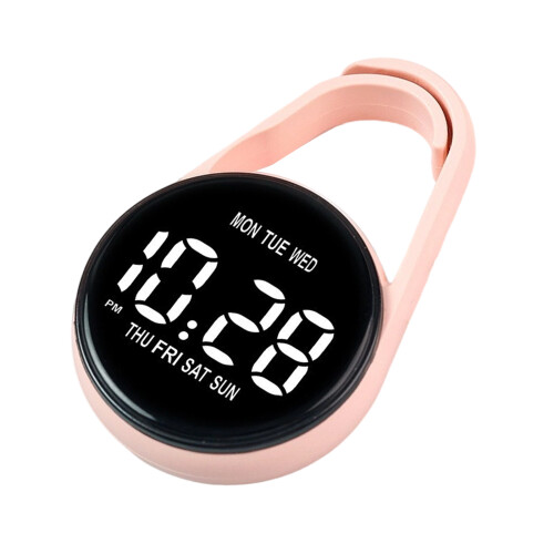 Keychain Pocket Watch Digital Clock With LED Display and-Pink