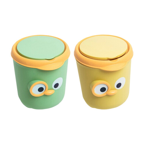 Desktop Trash Container Cartoon Theme Odor Resistant PP-Green 1