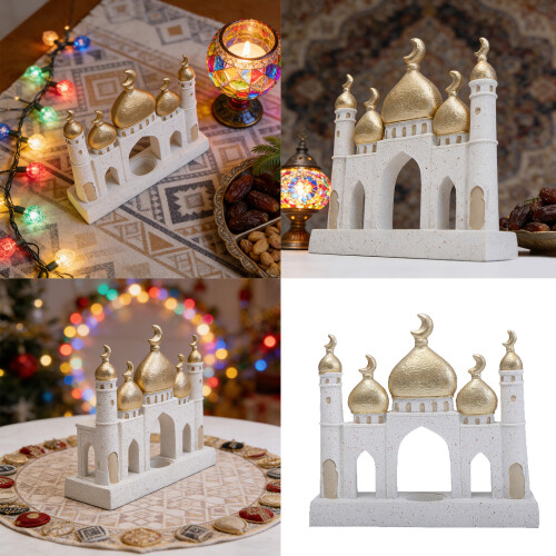 Gold and White Mosque Tower Model Desktop Ornament,Ramadans-A. 2