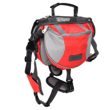Adjustable Dog Saddle Bag Backpack for Small, Medium &amp; Large Dogs, Red M