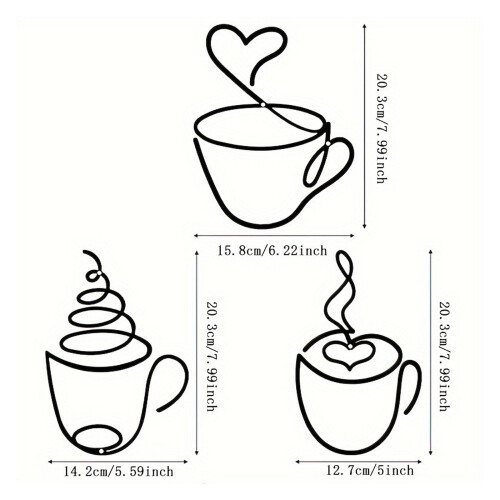 Metall-Kaffee-Dekorationen, Schild,-dreiteiliges Set 2