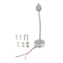 Solas Léitheoireachta LED In-mhéadaithe le Teagmháil, Lampa Balla Muineál Goose Solúbtha le Port Muirir USB, In-mhéadaithe Gan Céim, Teocht