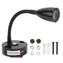 Lampa Léitheoireachta LED In-mhéadaithe do Thaobh Amuigh den RV, Solas Solúbtha Muineál Gé atá Rialaithe le Tadhall le Muirearú USB & Teocht