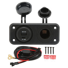 Veelzijdige laadhub, Quick Charge 3.0 USB-oplader met 4,8A snellaad-USB, perfect voor 12V-24V auto's, boten en campers (aluminium paneel)