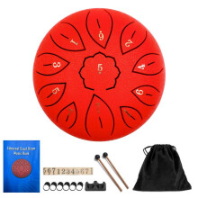 (Red) 11 Tone 6 Inch C Tone Steel Tongue Drum Musical Instruments