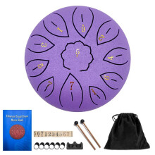(Purple) 11 Tone 6 Inch C Tone Steel Tongue Drum Musical Instruments