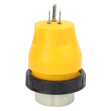 Adaptador de conversão de energia para alimentação de cais em veículos recreativos e embarcações, com conector fêmea de encaixe giratório,