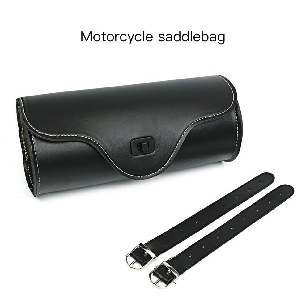Motorcycle Tool Bag, Universal Motorcycle Handlebar Bag, Weather Resistant Pu Leather Storage Roll Saddlebag With Reinforced Stitching, Easy Mount 9358999279213