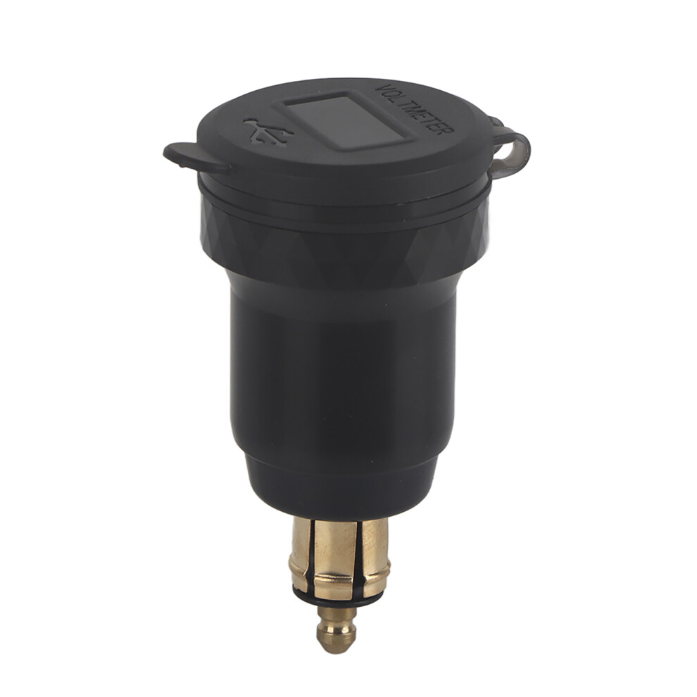Aluminum Alloy Motorcycle Usb Port, Din Hella Plug To Dual Quick Charge 3.0 Usb Charger, With Safety Protection And Digital Voltmeter Display Black 9190834410524