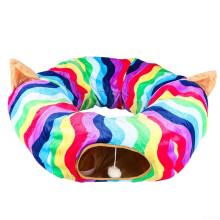 Indoor cat tunnel for play, appealing design to enhance your cat's play experience (rainbow)