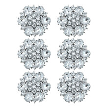 6Pcs Rhinestones Button Clips Decorative Cufflinks-Rose 25MM