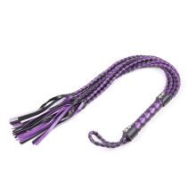 84 cm Leather Whip Handmade with Wrist Strap for Women Men, Purple XL