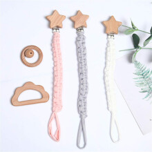 Pack of 3 dummy chain, dummy strap, baby dummy chains, clips, cotton dummy strap, with stainless steel clips for unisex. star