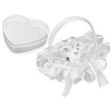 Mini Satin Lace Wedding Pillow Heart Shape With Handle For Wedding Decorations As Shown 3