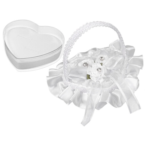 Mini Satin Lace Wedding Pillow Heart Shape With Handle For Wedding Decorations As Shown 3