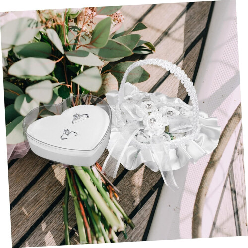 Mini Satin Lace Wedding Pillow Heart Shape With Handle For Wedding Decorations As Shown 3 2