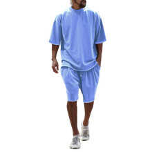 Soft Trolley Men's 2 Piece Outfit Summer Short Sleeve TShirt Shorts Tracksuit Sets Casual Sporty Sports Suit Men 94 Blue 3XL