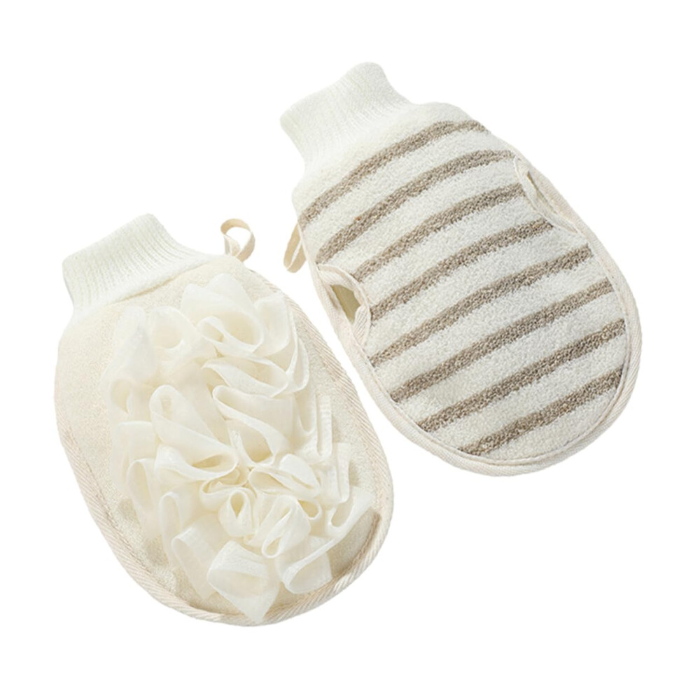 Exfoliating Bath Mittens Deep Exfoliating Set Of 2 For Body Scrubbing Flax Material Bath Towel