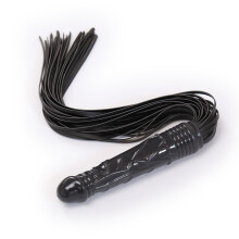 Whip Tassel Whips with Dildo Handle, Erotic Flogger Leather Paddle for Women Men, Black