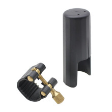 Leather Ligature Fastener with Plastic Cap for Soprano Sax Saxophone Bakelite Mouthpiece