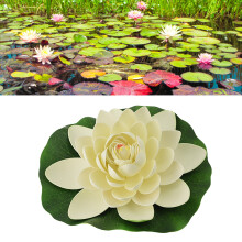 Artificial Foam Lotus Flower Pads - 27cm White Floating Pond Decor