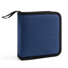 40-Pocket Capacity Oxford Cloth CD Case for Vehicle Interiors, Water Resistant Music Disc Storage Bag, Blue