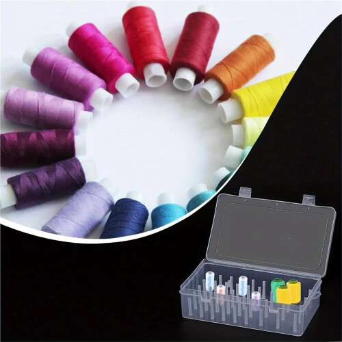 Sewing Basket 42Spool Thread Sorting Box, Portable LargeCapacity Needle and Thread Holder, HandHeld Pink For Adults 2