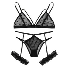 Skirt Lingerie Size Underwear Bra Thong Women Plus Set Pyjamas Lingerie Nightcoat Black XL