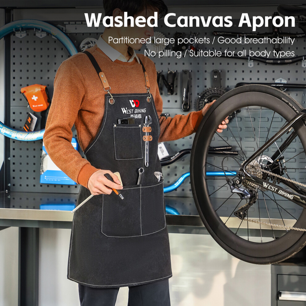 Thickened Canvas Apron For Bike Repair, Carpentry, Gardening, Adjustable, 29.5X26.4in 7611381238895