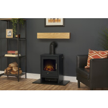 Adam Oak Beam, Hearth & Stove Pipe with Bergen Stove in Charcoal Grey