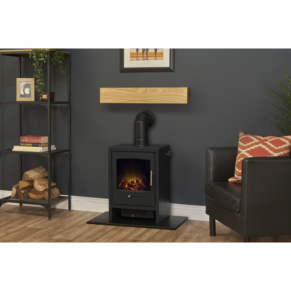 B&Q - Oak BeamHearth & Stove Pipe With Bergen Stove In Charcoal Grey - Image 7