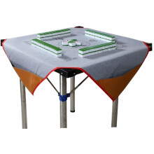 Mahjong Mat, 3.28 x 3.28 ft NonSlip Table Cover with 4 Pockets, RollUp Play Mat for Games, Grey