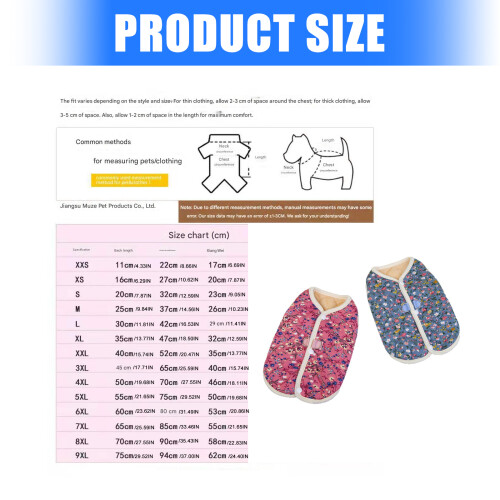 Gilet floral chaud pour chiens de taille moyenne et-M Rose 2