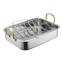 Roestwerende stalen braadpan met V-vormig rek Ergonomisch